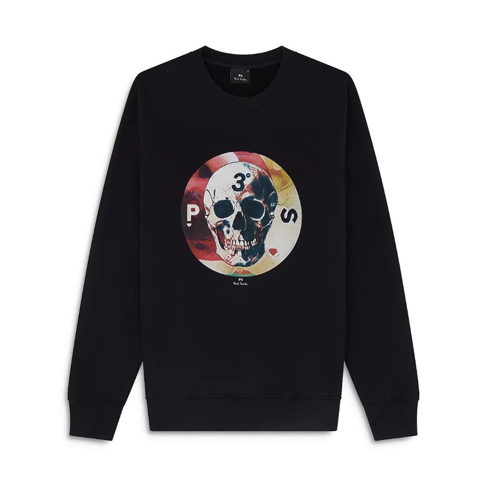 PS Paul Smith Skull Logo Regular Fit Pullover Sweatshirt Mens Black L NWT 175